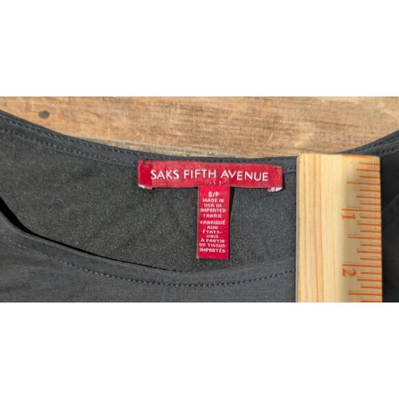 Saks Fifth Avenue S/P Dark Gray Tie Front Long Sleeve Top - Picture 2 of 4